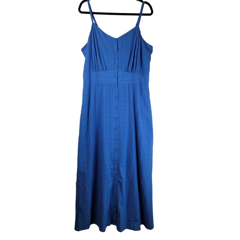Lane Bryant Sleeveless V-Neck Button Front Maxi Dress Blue Regatta Size 16